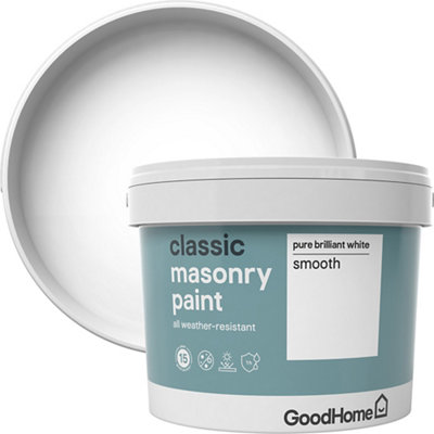GoodHome Classic Pure Brilliant White Smooth Matt Masonry Paint10L from B&Q