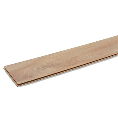 GoodHome Lydney Natural Gloss Oak Effect Laminate Flooring Sample from B&Q