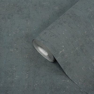 GoodHome Sarry Charcoal Concrete Effect Contemporary Textured Wallpaper from B&Q
