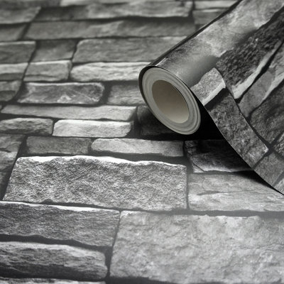 Arrou Slate Stone Effect Rustic Smooth Wallpaper from B&Q