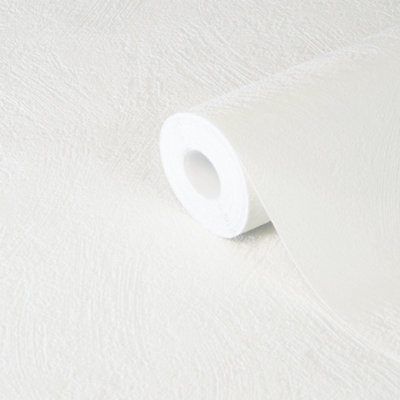  - Liatris White Ridged Effect Shabby Chic Textured Wallpaper