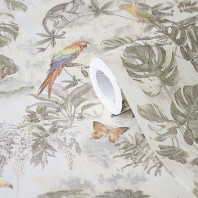 GoodHome Lipia Multicolour Jungle Glitter & Mica Effect Vintage Textured Wallpaper from B&Q