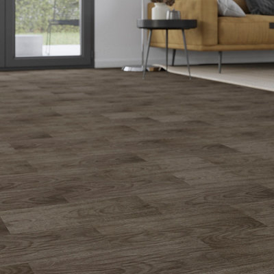 GoodHome Poprock Grey Wood Effect Self-Adhesive Vinyl Plank0.97M² from B&Q
