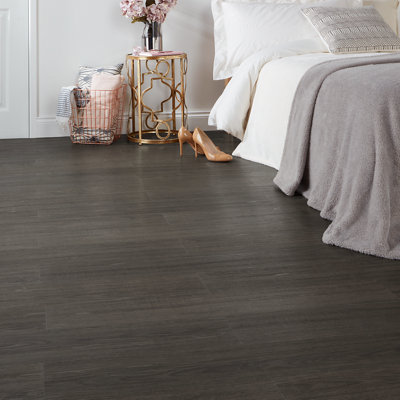 GoodHome Poprock Dark Grey Wood Effect Self-Adhesive Vinyl Plank0.97M² from B&Q