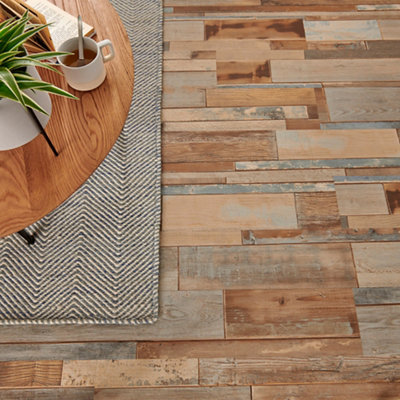 GoodHome Poprock Multi-Blue Wood Effect Self-Adhesive Vinyl Plank0.97M² from B&Q