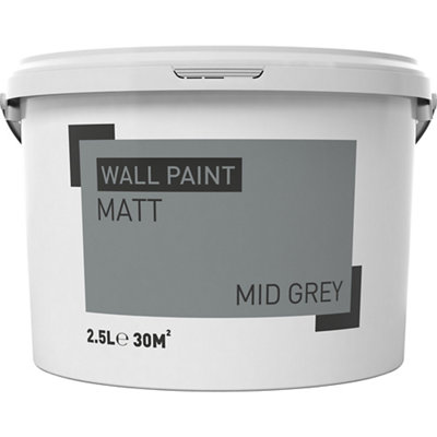  - Coloured Emulsion Paint Grey Matt Wall & Ceiling Emulsion Paint2.5L