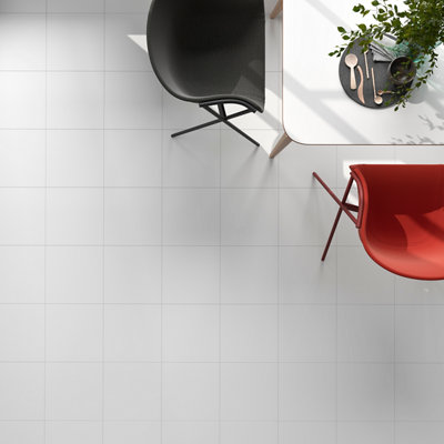 Monzie White Satin Stone Effect Ceramic Indoor Wall & Floor TilePack Of 13(L)333mm (W)333mm from B&Q