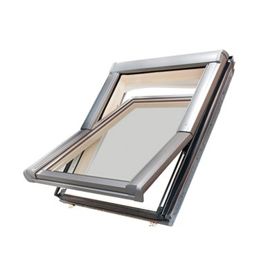 Site Standard Anthracite Aluminium Alloy Centre Pivot Roof Window(H)980mm (W)780mm from B&Q