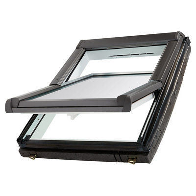 Site Premium Anthracite Aluminium Alloy Centre Pivot Roof Window(H)980mm (W)780mm from B&Q