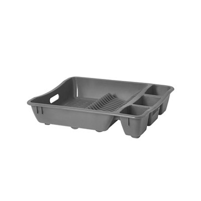 GoodHome Datil Anthracite Rectangular Dish Drainer Rack(W)360mm from B&Q