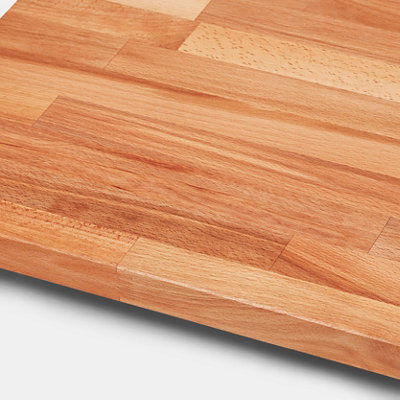 GoodHome Kava Natural Wood Effect Solid Beech Square Edge Kitchen Worktop(L)3000mm (W)620mm (T)27mm from B&Q