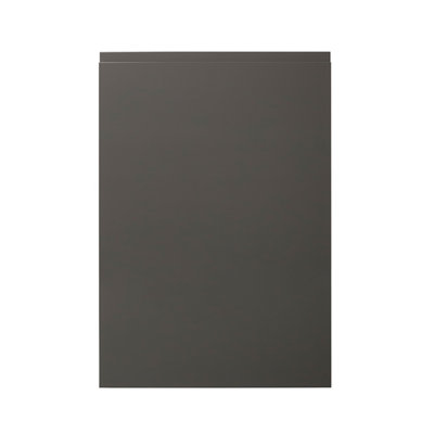 B&Q -  Garcinia Integrated Handle Gloss Anthracite Tall Appliance Cabinet Door (W)600mm (H)867mm (T)19mm