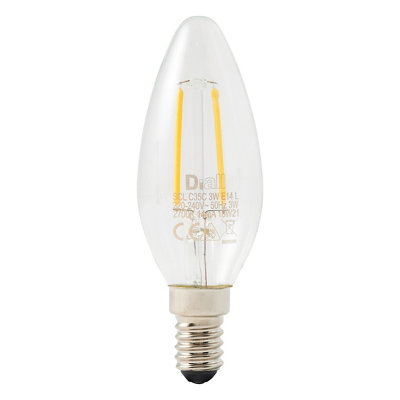 Diall E14 1.8W 250Lm Clear Candle Warm White Led Filament Light Bulb from B&Q