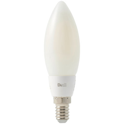 Diall 4.8W 650Lm Milky Candle Neutral White Led Filament Dimmable Filament Light Bulb from B&Q