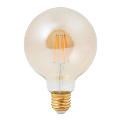 Diall G125 E27 5.5W 470Lm 330° Amber Globe Warm White Led Filament Light Bulb from B&Q