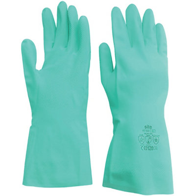 Site Green Nitrile GauntletsLarge from B&Q
