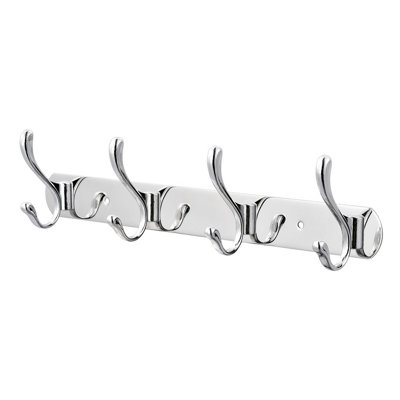 GoodHome Ormara Silver Stainless Steel 4 Hook Rail (L)348mm (H)85mm from B&Q