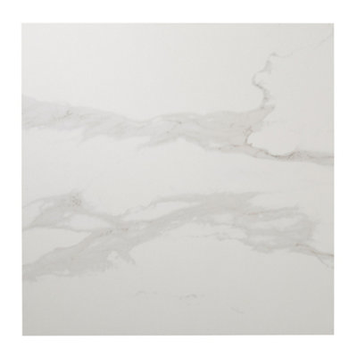 GoodHome Ultimate White Gloss Marble Effect Embossed Porcelain Indoor Floor Tile Sample from B&Q