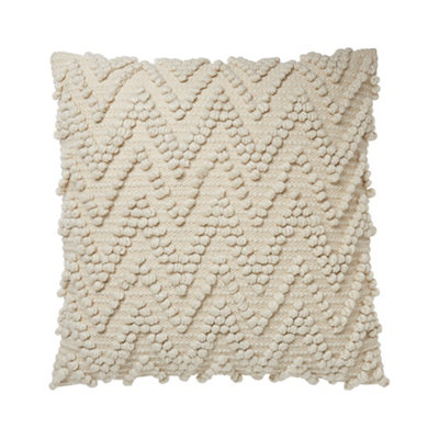  - Beige Loop Chevron Woven & Jacquard Effect Indoor Cushion (L)50Cm (W)50Cm