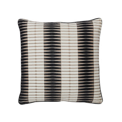  - Black & White Patterned Chenille & Jacquard Effect Indoor Cushion (L)50Cm (W)50Cm