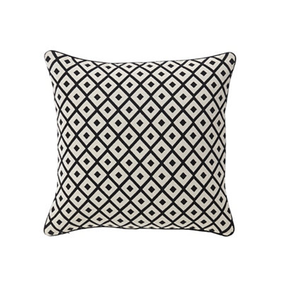  - Black & White Patterned Woven & Jacquard Effect Indoor Cushion (L)40Cm (W)40Cm