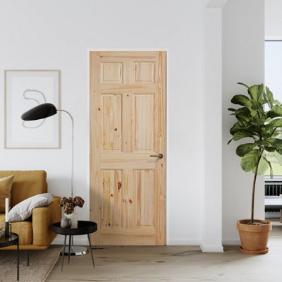 Fortia 6 Panel Unglazed Victorian Natural Pine Veneer Internal Timber Door(H)1981mm (W)762mm (T)35mm from B&Q