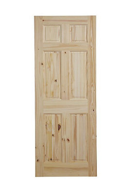 Fortia 6 Panel Unglazed Victorian Natural Pine Veneer Internal Timber Door(H)1981mm (W)686mm (T)35mm from B&Q