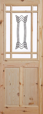 Fortia 2 Panel Screen-Printed Glazed Victorian Natural Pine Veneer Internal Timber Door(H)1981mm (W)686mm (T)35mm from B&Q