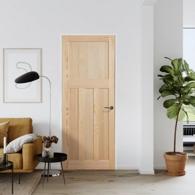 Fortia 4 Panel Unglazed Victorian Natural Pine Veneer Internal Timber Door(H)1981mm (W)838mm (T)35mm from B&Q
