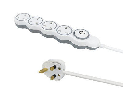  - Homepower 4 Socket 13A Switched White Extension Lead2M