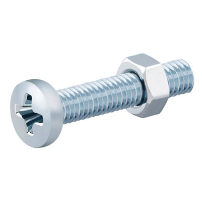 Diall M3 Pan Head Zinc-Plated Carbon Steel Machine Screw & Nut (Dia)3mm (L)20mmPack Of 20 from B&Q