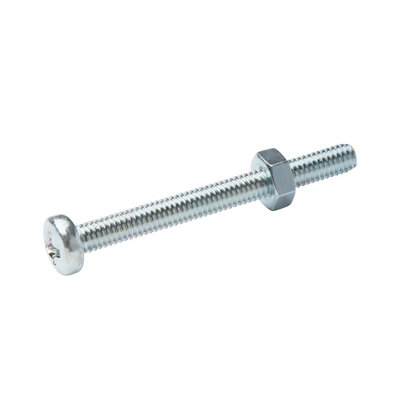 Diall M4 Pan Head Zinc-Plated Carbon Steel Machine Screw & Nut (Dia)4mm (L)40mmPack Of 20 from B&Q
