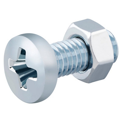 Diall M5 Pan Head Zinc-Plated Carbon Steel Machine Screw & Nut (Dia)5mm (L)12mmPack Of 20 from B&Q