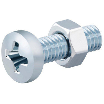 Diall M5 Pan Head Zinc-Plated Carbon Steel Machine Screw & Nut (Dia)5mm (L)16mmPack Of 20 from B&Q