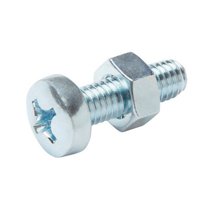 Diall M6 Pan Head Zinc-Plated Carbon Steel Machine Screw & Nut (Dia)6mm (L)20mmPack Of 20 from B&Q