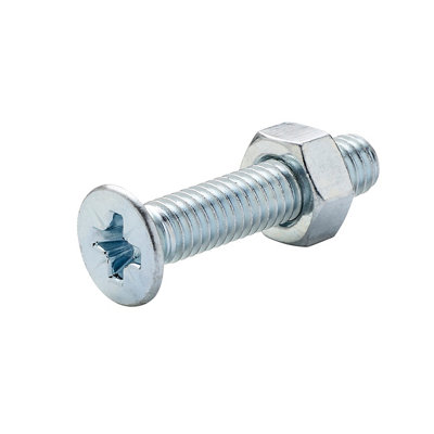 Diall M6 Pan Head Zinc-Plated Carbon Steel Machine Screw & Nut (Dia)6mm (L)30mmPack Of 20 from B&Q