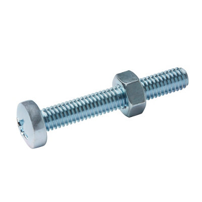 Diall M6 Pan Head Zinc-Plated Carbon Steel Machine Screw & Nut (Dia)6mm (L)40mmPack Of 20 from B&Q