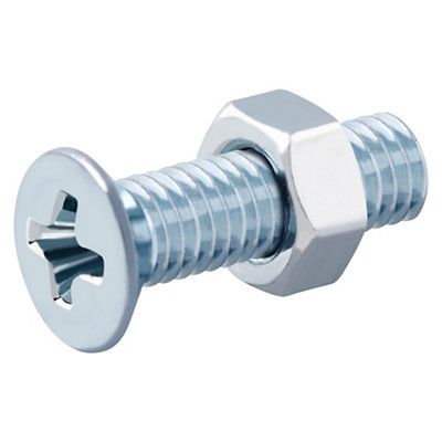 Diall M3 Pozidriv Countersunk Zinc-Plated Carbon Steel Machine Screw & Nut (Dia)3mm (L)12mmPack Of 20 from B&Q