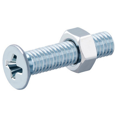 Diall M3 Pozidriv Countersunk Zinc-Plated Carbon Steel Machine Screw & Nut (Dia)3mm (L)16mmPack Of 20 from B&Q