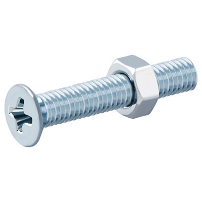 Diall M3 Pozidriv Countersunk Zinc-Plated Carbon Steel Machine Screw & Nut (Dia)3mm (L)20mmPack Of 20 from B&Q