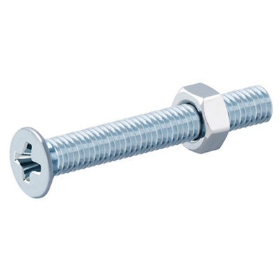 Diall M3 Pozidriv Countersunk Zinc-Plated Carbon Steel Machine Screw & Nut (Dia)3mm (L)25mmPack Of 20 from B&Q