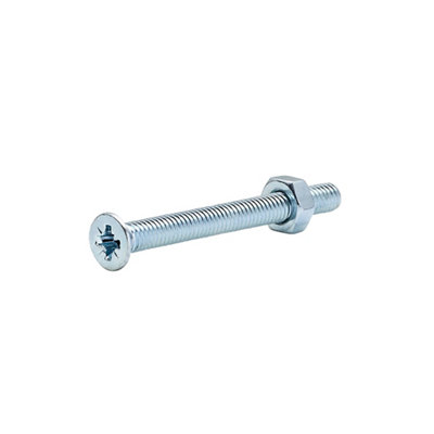 Diall M4 Pozidriv Countersunk Zinc-Plated Carbon Steel Machine Screw & Nut (Dia)4mm (L)40mmPack Of 20 from B&Q