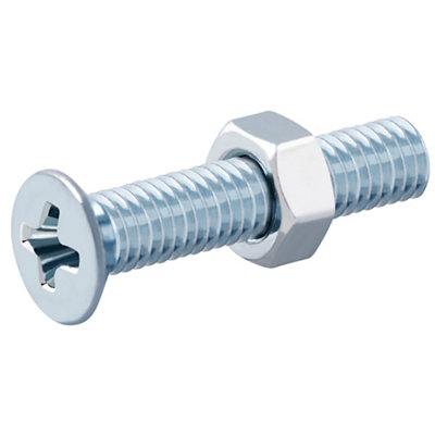 Diall M5 Pozidriv Countersunk Zinc-Plated Carbon Steel Machine Screw & Nut (Dia)5mm (L)25mmPack Of 20 from B&Q