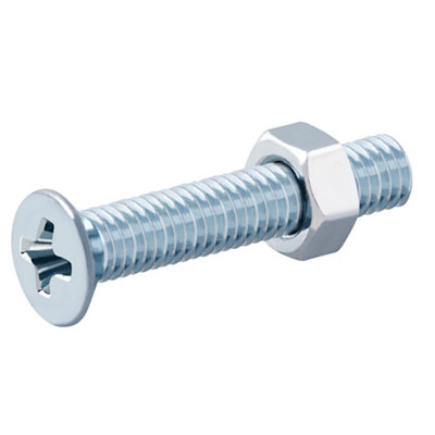 Diall M5 Pozidriv Countersunk Zinc-Plated Carbon Steel Machine Screw & Nut (Dia)5mm (L)30mmPack Of 20 from B&Q