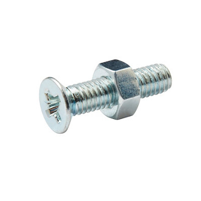 Diall M6 Pozidriv Countersunk Zinc-Plated Carbon Steel Machine Screw & Nut (Dia)6mm (L)25mmPack Of 20 from B&Q