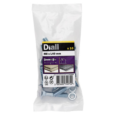 Diall M8 Coach Bolt & Nut (L)40mmPack Of 10 from B&Q