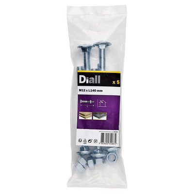 Diall M12 Coach Bolt & Nut (L)140mmPack Of 5 from B&Q
