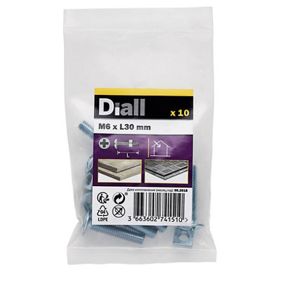 Diall M6 Roofing Bolt & Nut (L)30mmPack Of 10 from B&Q