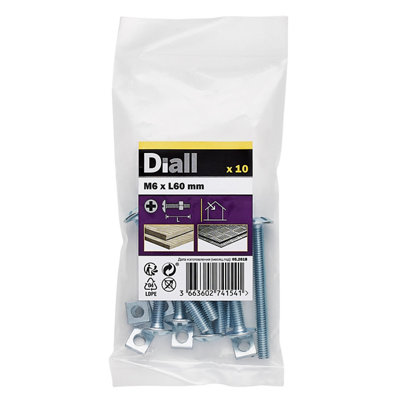 Diall M6 Roofing Bolt & Nut (L)60mmPack Of 10