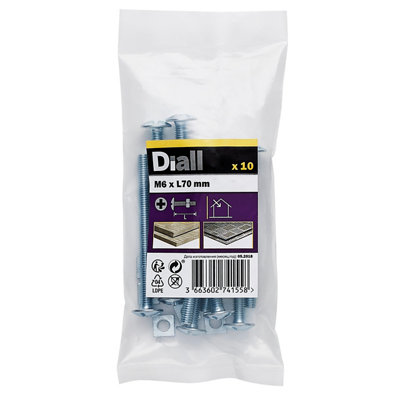 Diall M6 Roofing Bolt & Nut (L)70mmPack Of 10